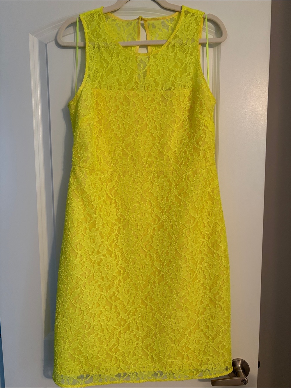 Women’s J. Crew Neon Yellow Lace Mini Dress size 10